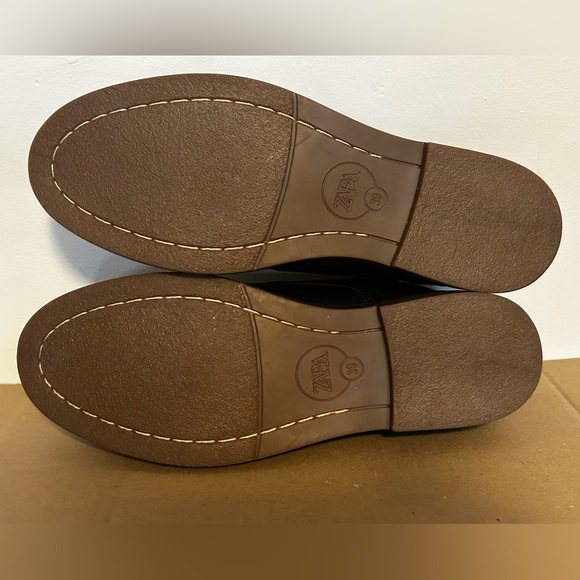 ZARA BOYS Leather Dress Shoes Navy Size 6 NWT - Picture 3 of 5